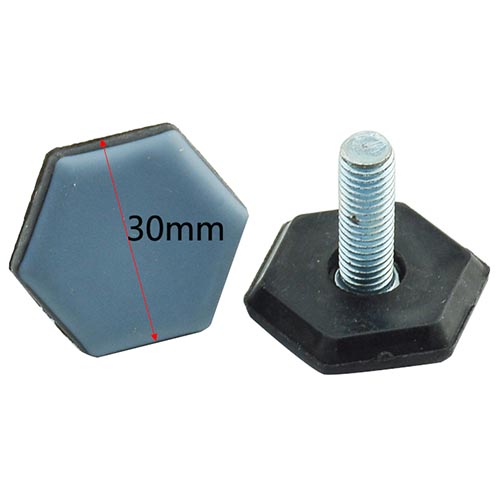 Screw-In PTFE Base Glide 30mm Hexagonal Teflon adjustable foot