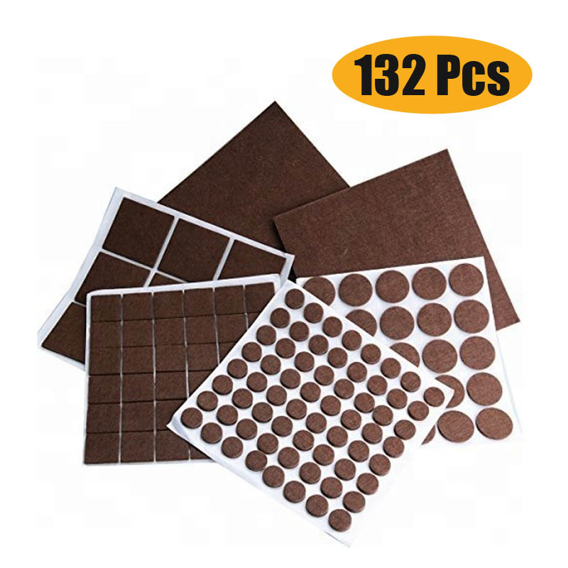 132 Pcs Brown Self Adhesive Furniture Felt Pads