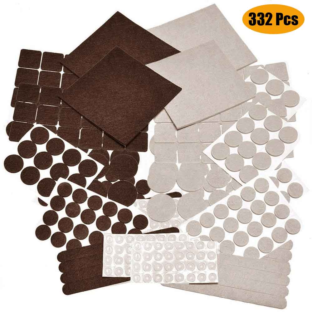 332 Piece Two Colors Self Adhesive Felt Pads with Bumpers for Furniture