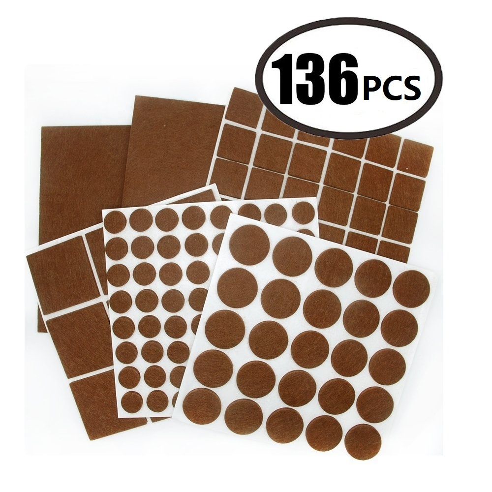 136 Pieces Hardwood Floor Protector  Adhesive Furniture Felt Pads