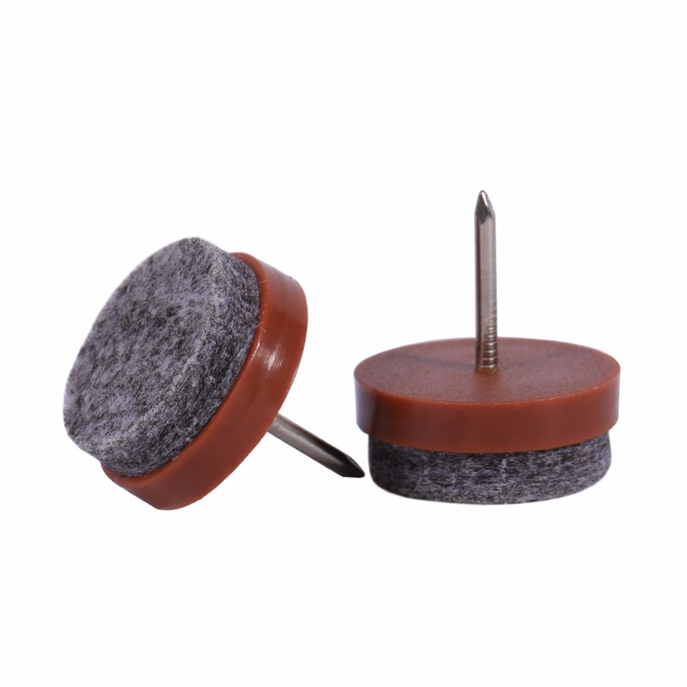 Brown Plastic Felt Furniture Leg Nail-on Pad Slide