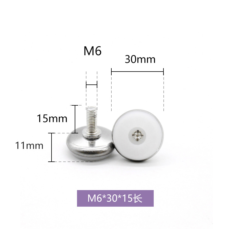 M6X30X15mm Screw on Furniture Threaded Stem Glide Leveling Feet