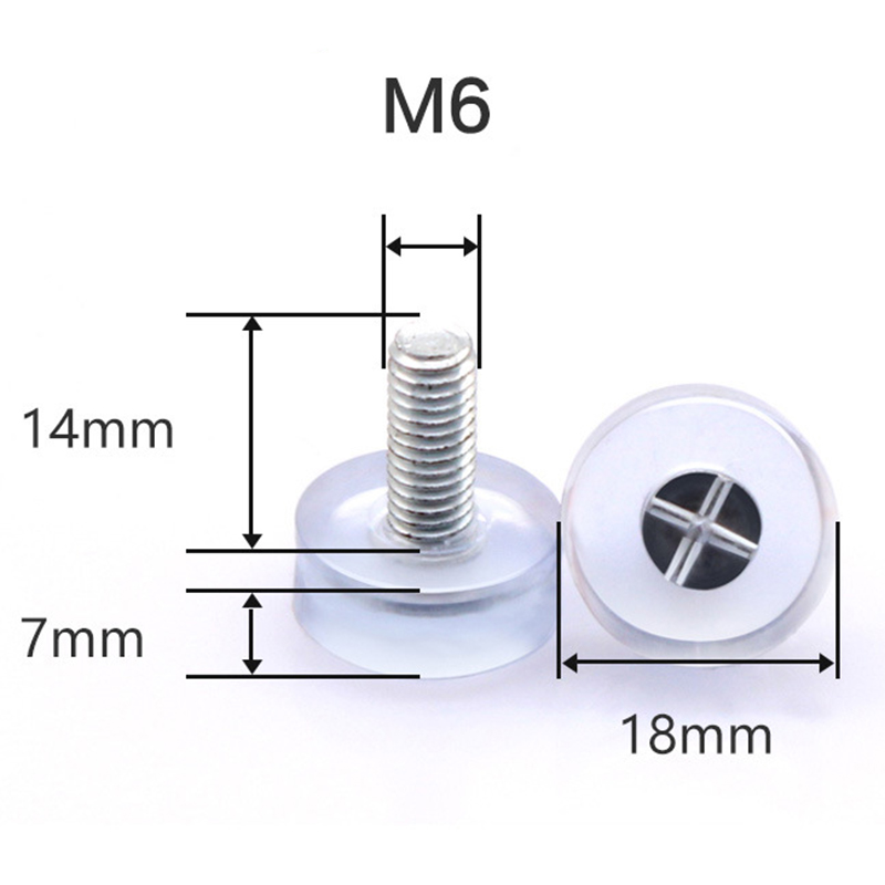 M6 Transparent adjustable feet suitable for office furniture, shelves with feet