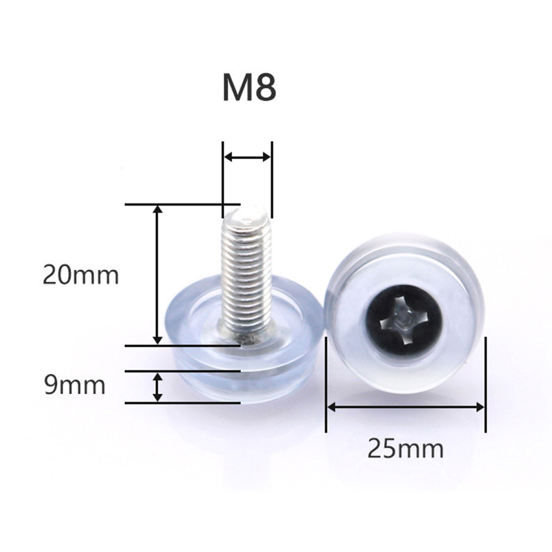 M8 Furniture Glide Leveling Feet Adjustable Leveler Floor Protector for Chair Sofa Leg Transparent